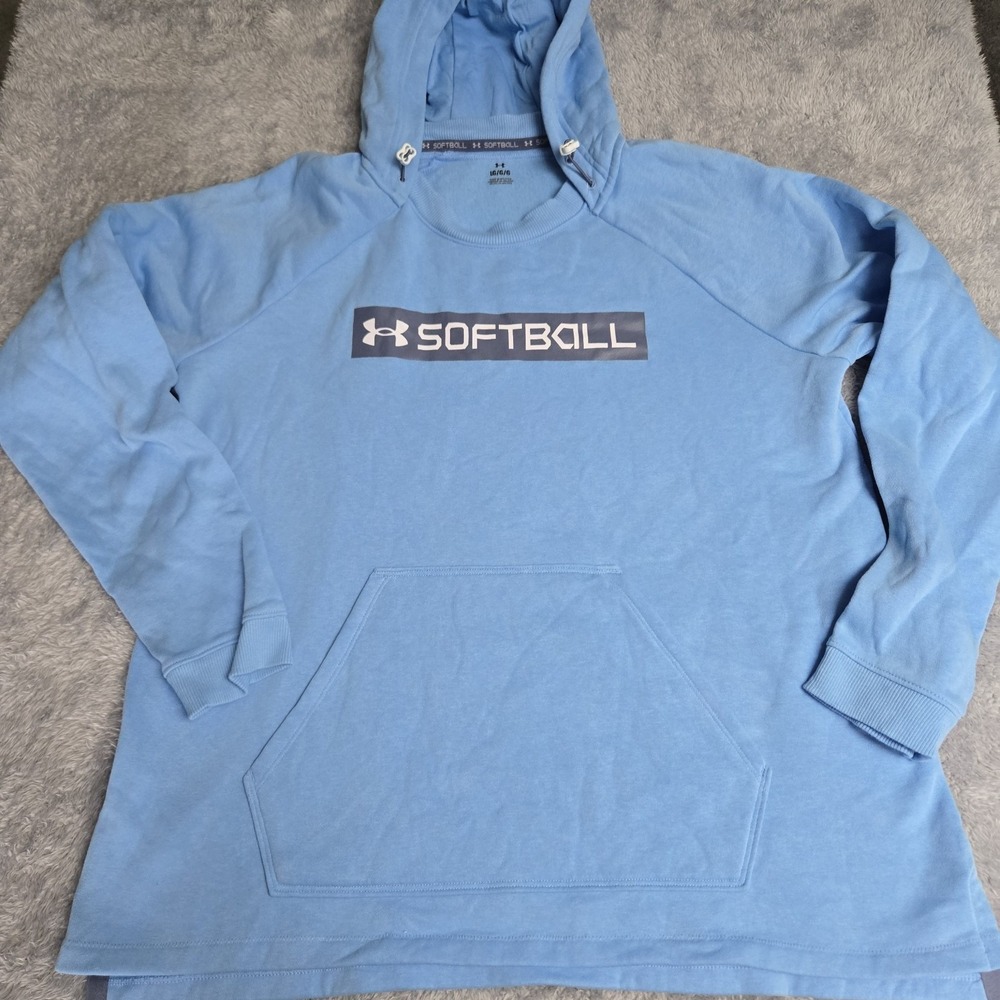 Under Armour Softball Hoodie Light Blue Fleece Pullover Womens Large Lg